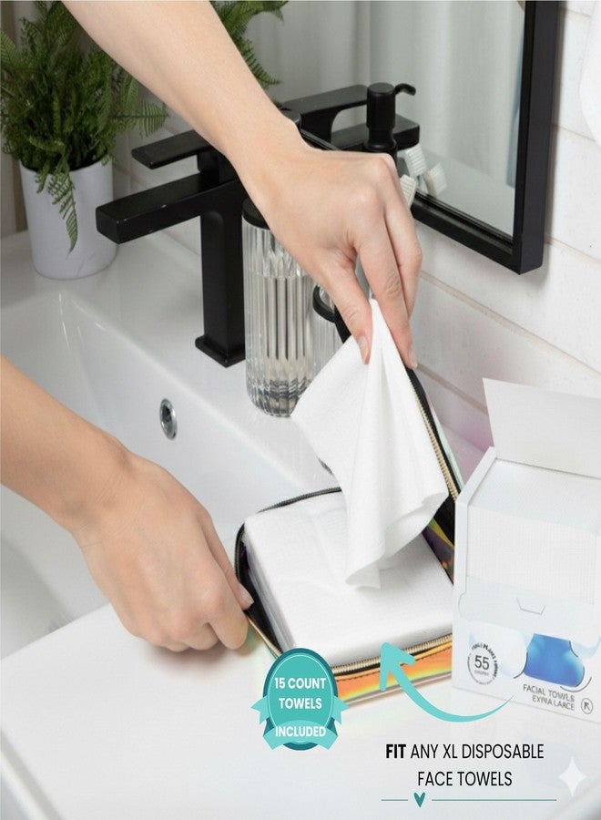 Visfresh Disposable Face Towel Travel Case with 15 Count XL Refillable Towels – Slim, Lightweight, Waterproof, Transparent Skincare Organizer for Women, Moms, Gym, Camping, and Travel – Visfresh - Image 2